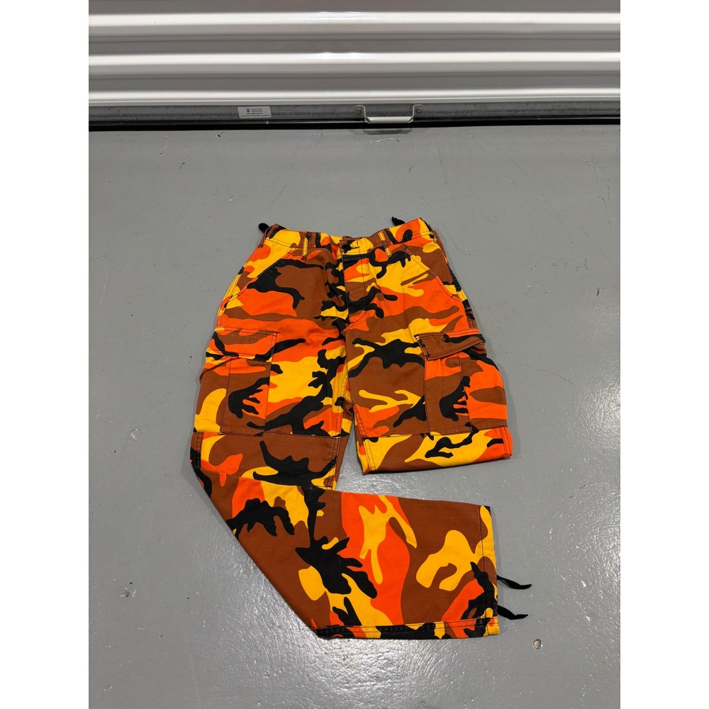 Orange‎ Camo Cargo Pants Mens Small Regular Tactical Streetwear Utility Trousers